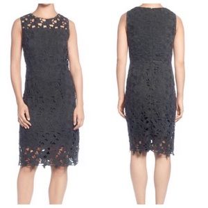 Tahari olive cotton lace shift dress